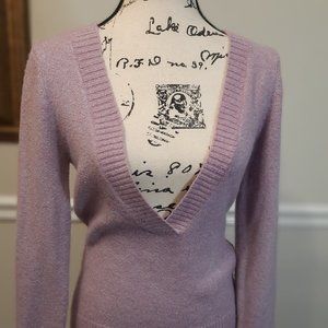 energie L lavender purple metallic glittery knit sweater